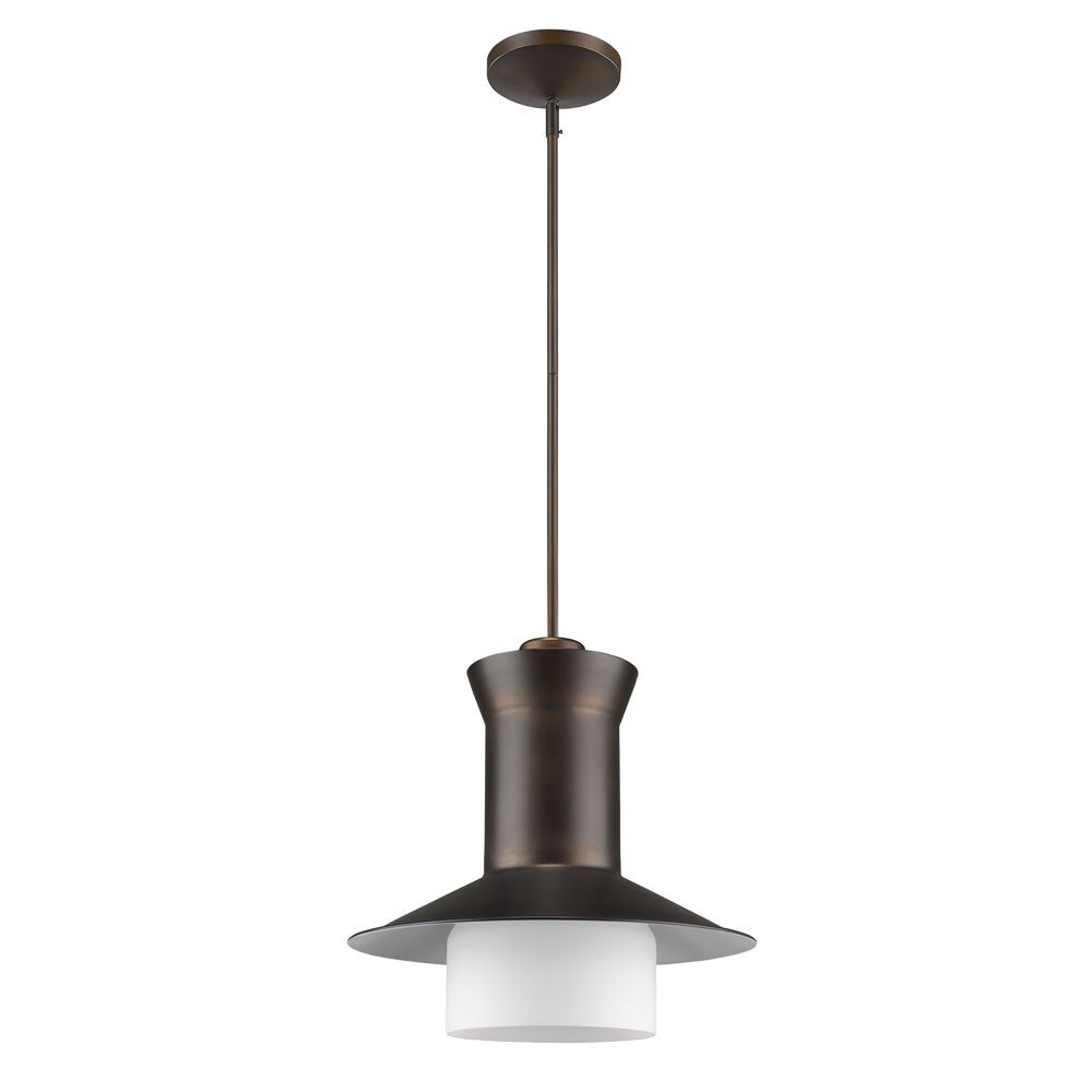 Acclaim Lighting-IN21165ORB-Greta - One Light Pendant - 16 Inches Wide by 16 Inches High Oil Rubbed Bronze  Raw Brass Finish with Opal White Glass