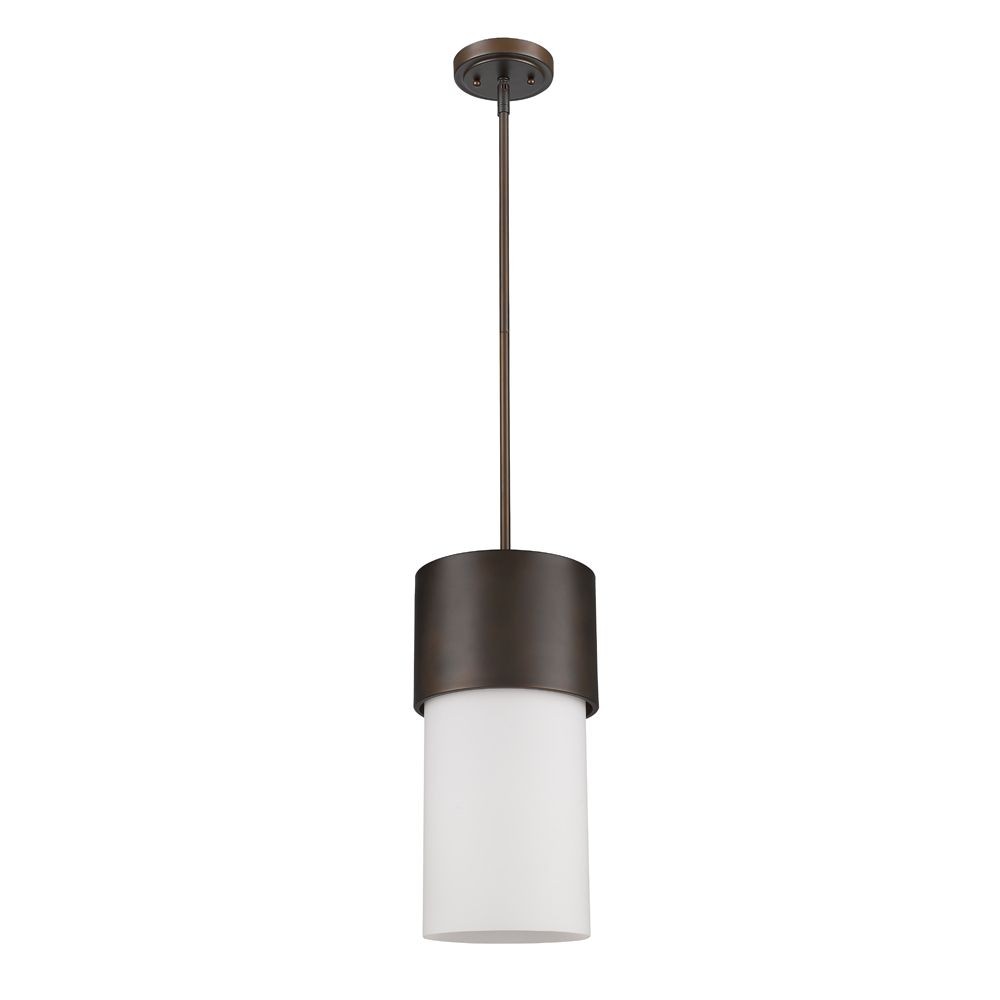 Acclaim Lighting-IN21200ORB-Midtown - One Light Pendant - 9 Inches Wide by 18 Inches High Oil Rubbed Bronze  Raw Brass Finish with Opal White Glass