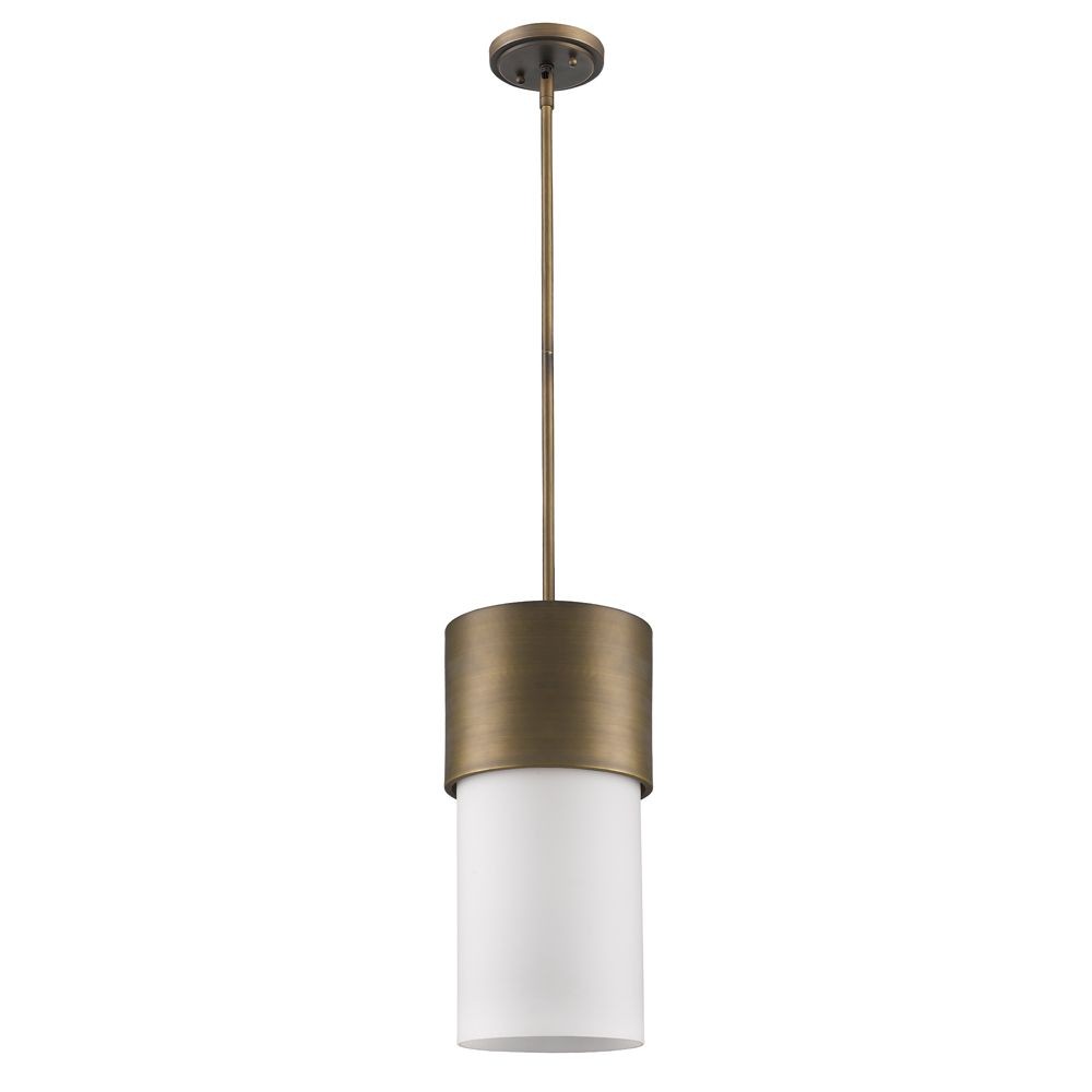 Acclaim Lighting-IN21200RB-Midtown - One Light Pendant - 9 Inches Wide by 18 Inches High Raw Brass  Raw Brass Finish with Opal White Glass