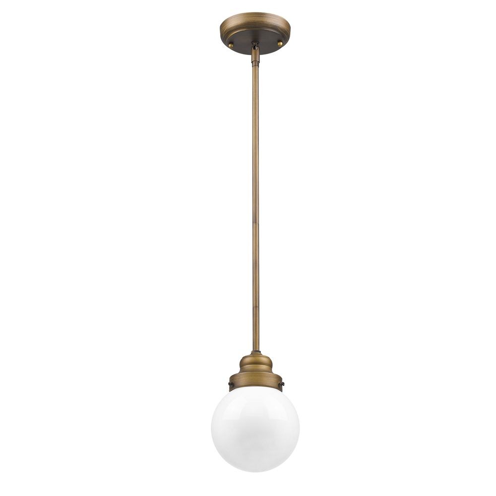 Acclaim Lighting-IN21220RB-Portsmith - One Light Pendant in Art deco Style - 6 Inches Wide by 8.75 Inches High   Raw Brass Finish with Opal Glass