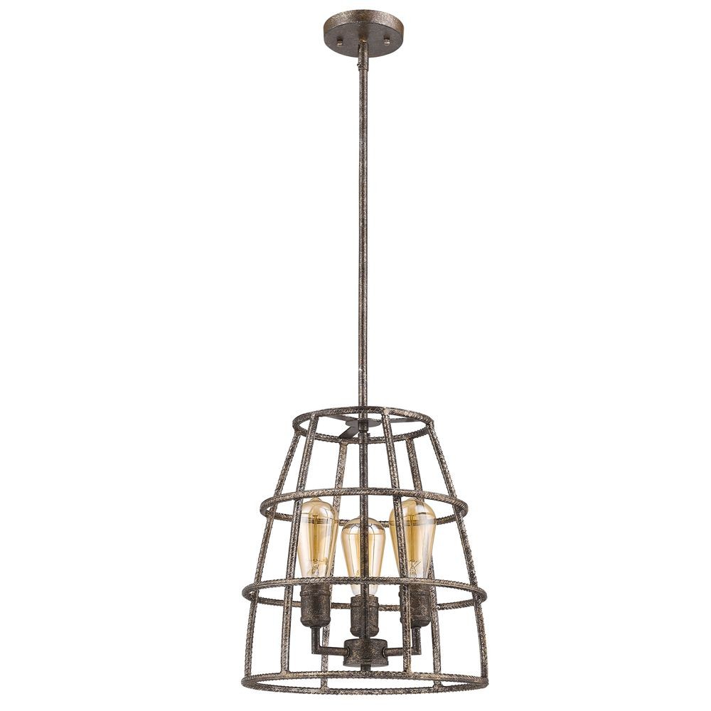Acclaim Lighting-IN21345AS-Rebarre - Three Light Pendant in Industrial Style - 13 Inches Wide by 14.5 Inches High   Antique Silver Finish
