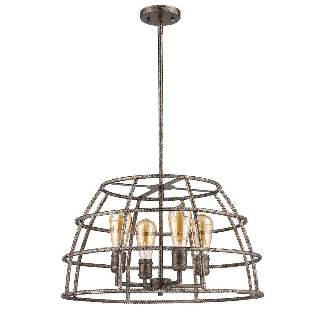 Acclaim Lighting-IN21346AS-Rebarre - Four Light Pendant in Industrial Style - 22 Inches Wide by 12.5 Inches High   Antique Silver Finish