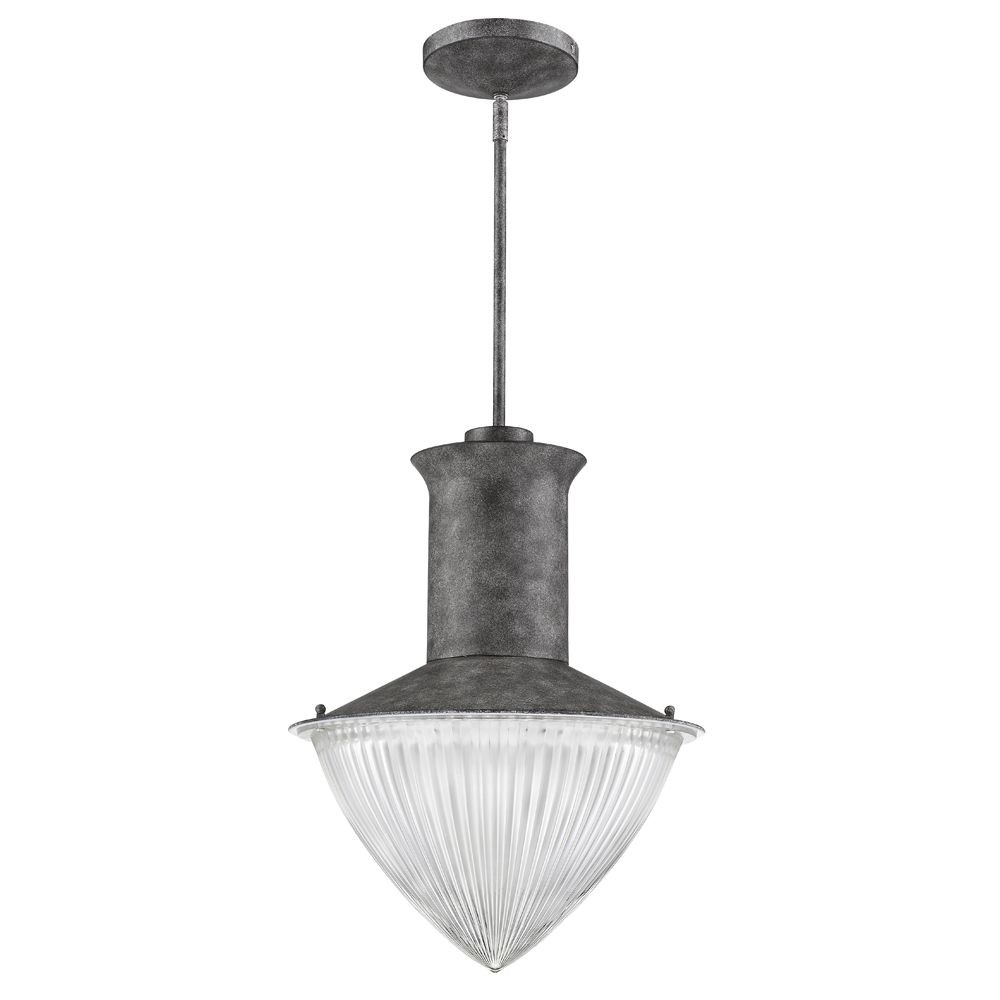 Acclaim Lighting-IN21375ASH-Skylar - One Light Pendant in Industrial Style - 16 Inches Wide by 21.5 Inches High Ash  White Finish with Clear Ribbed Glass