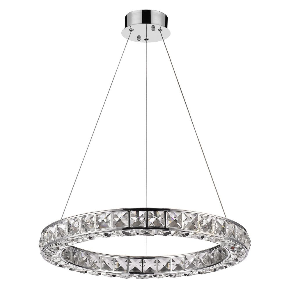 Acclaim Lighting-IN31070CH-Noemi - 28W 1 LED Chandelier - 23.25 Inches Wide by 2.25 Inches High   Chrome Finish with Clear Crystal