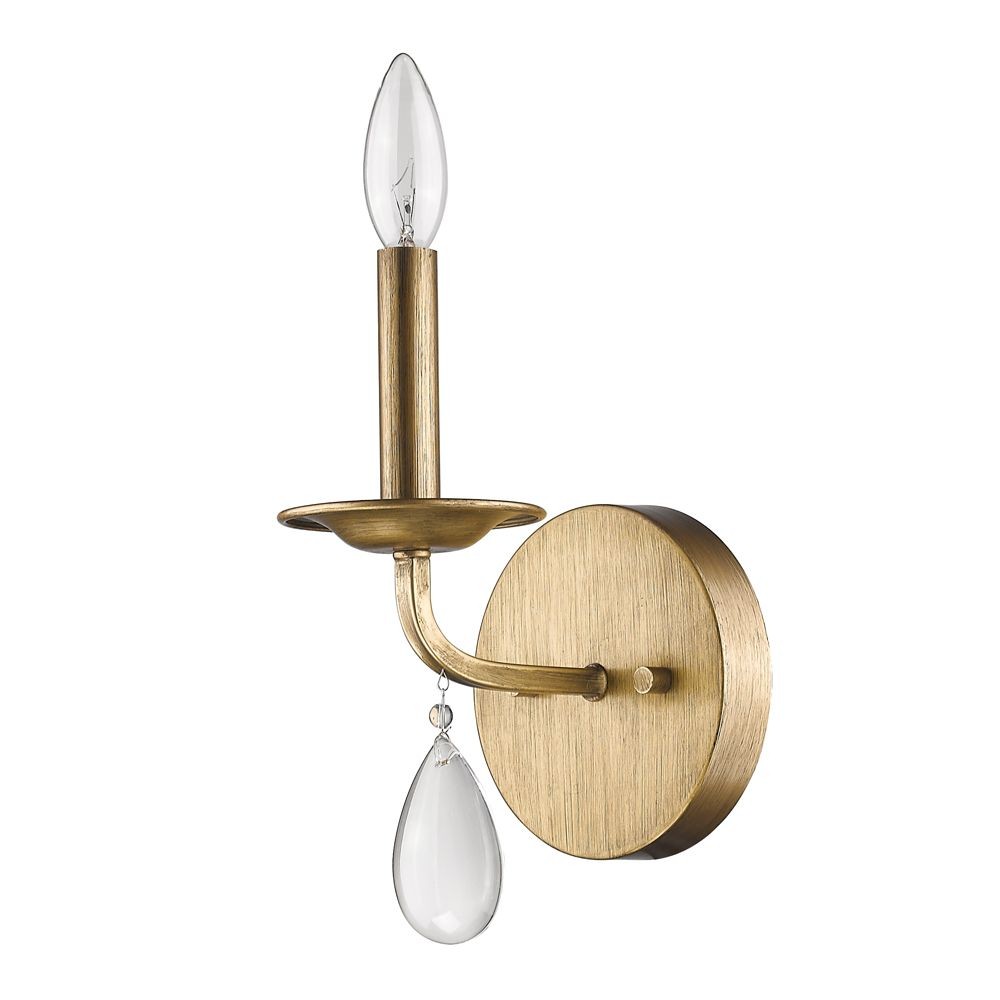 Acclaim Lighting-IN41026AG-Krista - One Light Wall Sconce in Antique Style - 5.25 Inches Wide by 8.5 Inches High   Antique Gold Finish with Clear Crystal