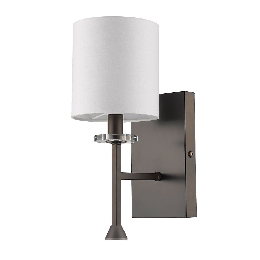 Acclaim Lighting-IN41043ORB-Kara - One Light Wall Sconce - 4.75 Inches Wide by 11.75 Inches High Oil Rubbed Bronze  Polished Nickel Finish with Opal White Glass with Clear Crystal