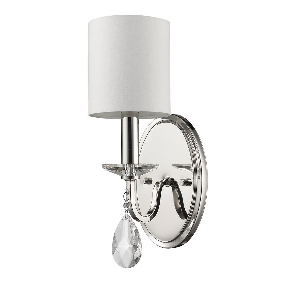 Acclaim Lighting-IN41050PN-Lily - One Light Wall Sconce - 5 Inches Wide by 13.75 Inches High   Polished Nickel Finish with Opal White Glass with Clear Crystal