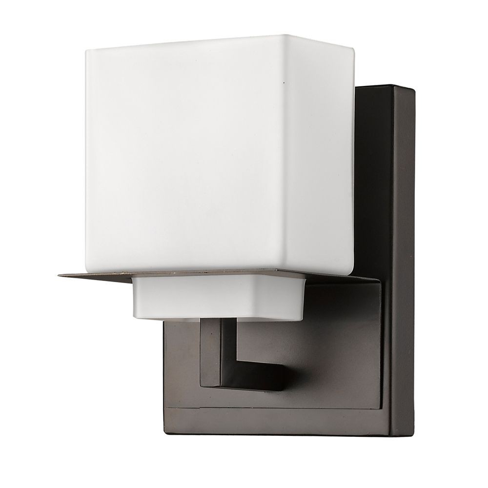 Acclaim Lighting-IN41330ORB-Rampart - One Light Wall Sconce - 5.25 Inches Wide by 7 Inches High Oil Rubbed Bronze  Satin Nickel Finish with Opal White Glass