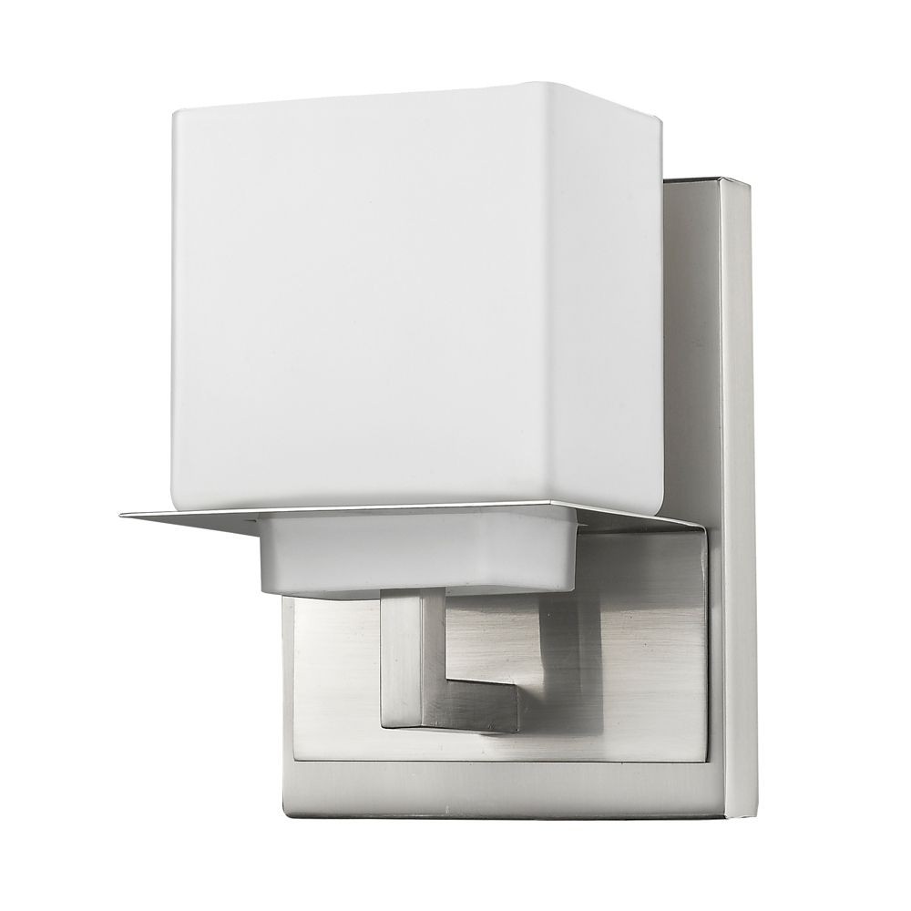 Acclaim Lighting-IN41330SN-Rampart - One Light Wall Sconce - 5.25 Inches Wide by 7 Inches High Satin Nickel  Satin Nickel Finish with Opal White Glass