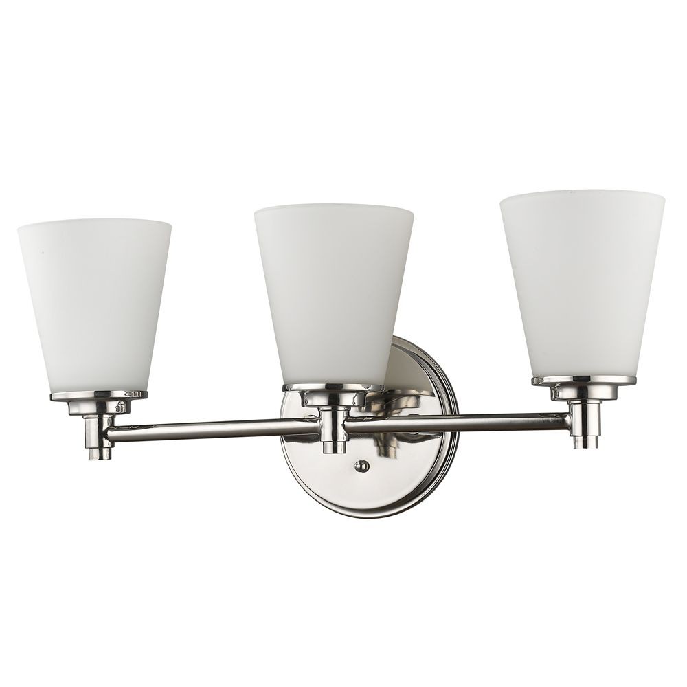 Acclaim Lighting-IN41342PN-Conti - Three Light Bath Vanity in Classic Style - 21.75 Inches Wide by 10 Inches High Polished Nickel  Polished Nickel Finish with Frosted/White Glass