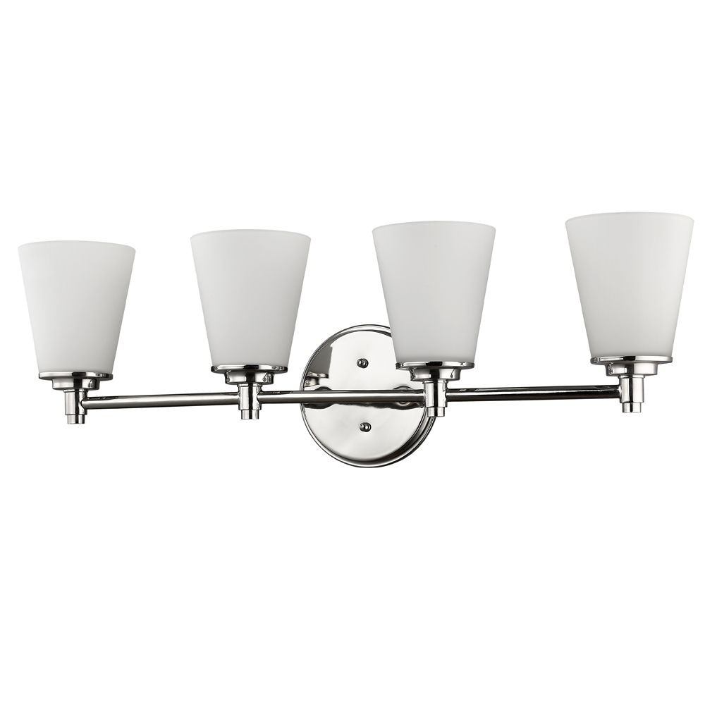 Acclaim Lighting-IN41343PN-Conti - Four Light Bath Vanity in Classic Style - 30.25 Inches Wide by 10 Inches High Polished Nickel  Polished Nickel Finish with Frosted/White Glass