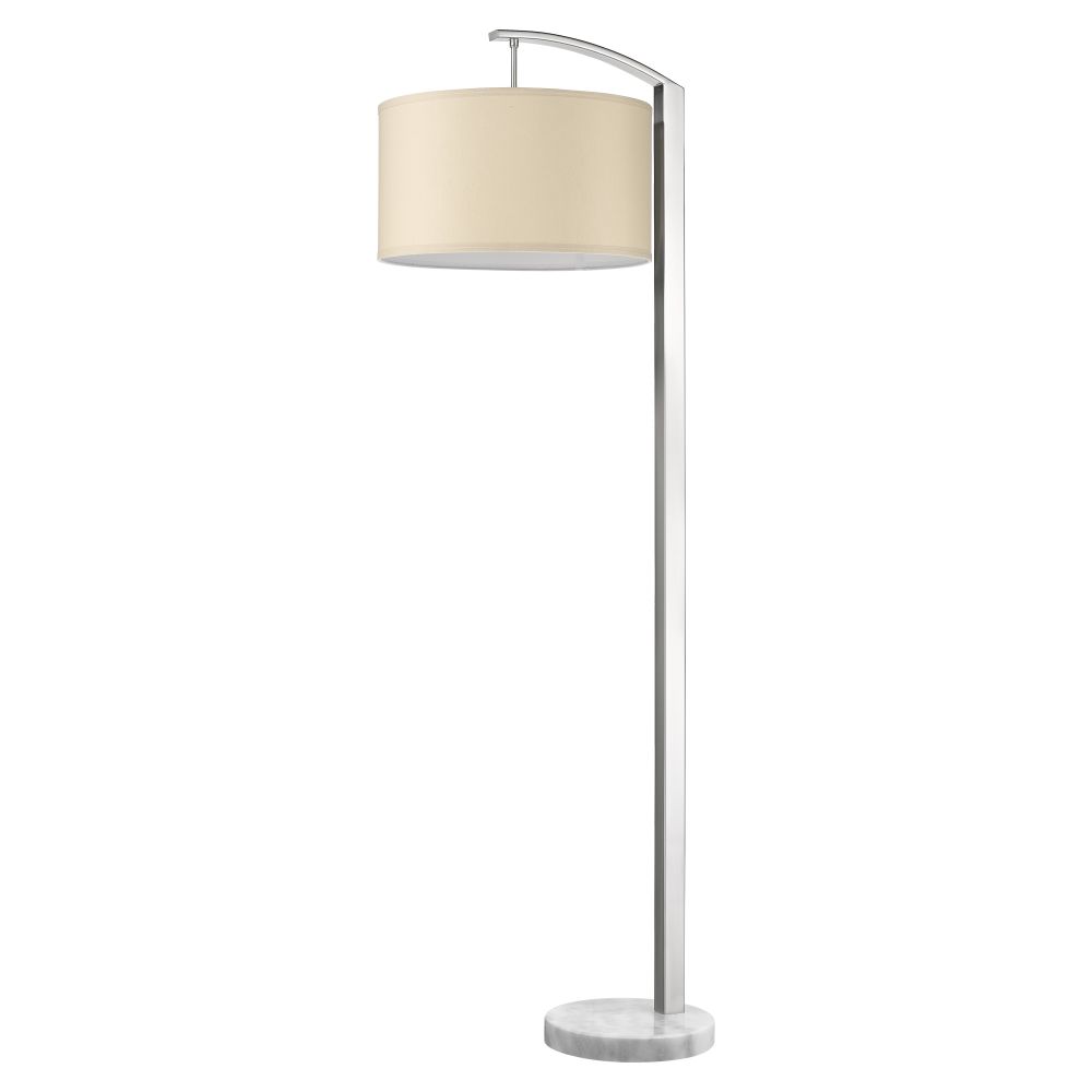 Acclaim Lighting-TF8214-Station - One Light Floor Lamp - 64 Inches Wide by 17 Inches High   Brushed Nickel/White Marble Finish with Coarse Ivory Linen Shade