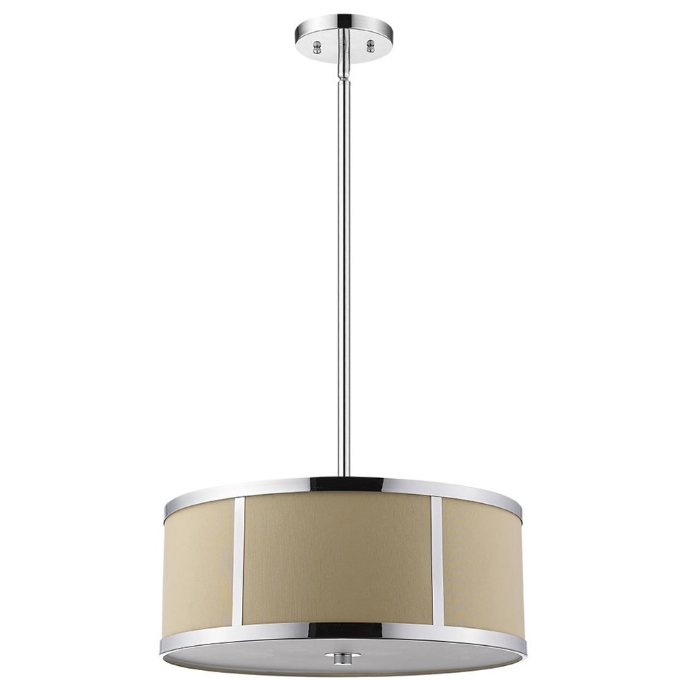 Acclaim Lighting-TP7599-Butler - Two Light Medium Pendant - 6 Inches Wide by 15.75 Inches High   Polished Chrome Finish with Coarse Cream Linen Shade