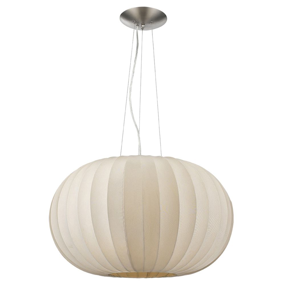 Acclaim Lighting-TP7916-W-Shanghai - One Light Large Oval Pendant - 16 Inches Wide by 27 Inches High   Brushed Nickel Finish with Sheer Pearl Ribbon Shade