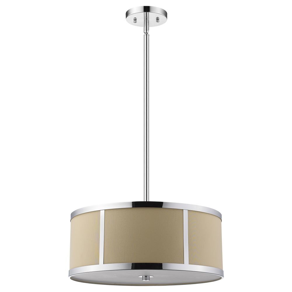 Acclaim Lighting-TP7997-Butler - Three Light Pendant - 8 Inches Wide by 19.75 Inches High   Polished Chrome Finish with Coarse Cream Linen Shade