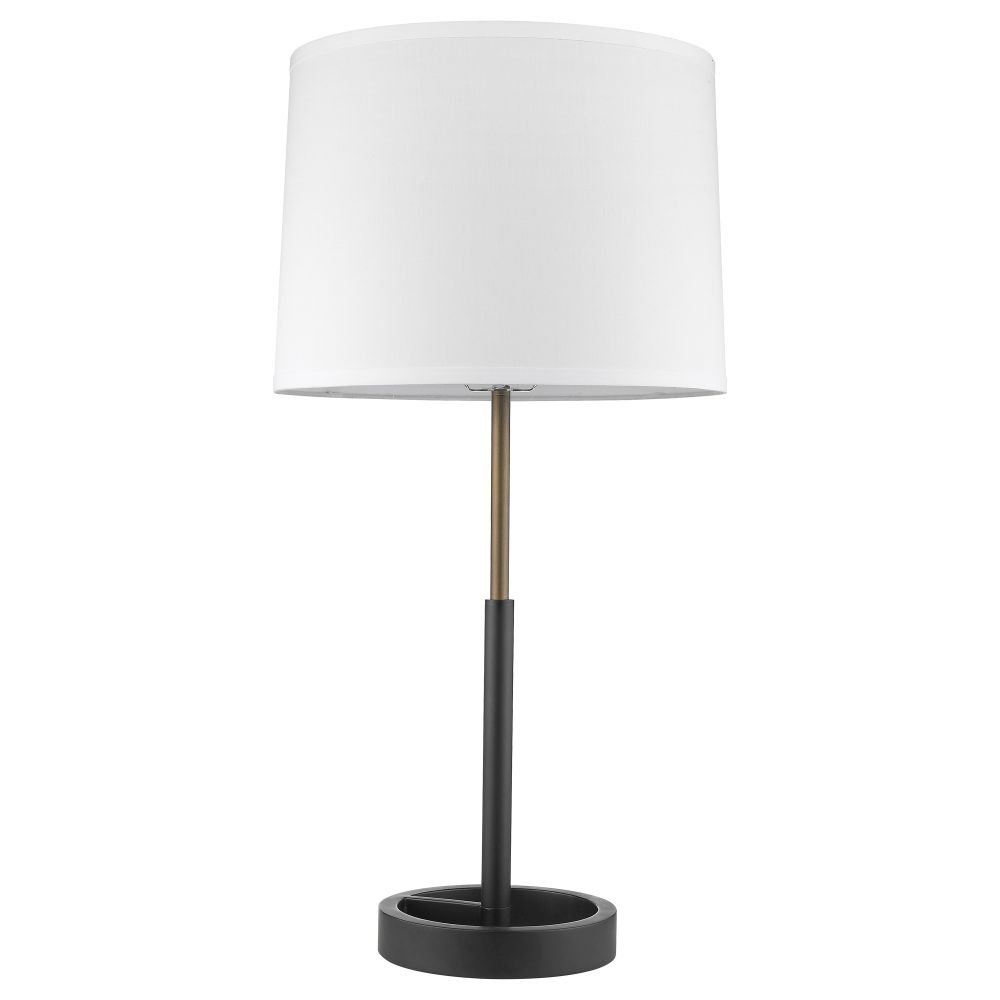 Acclaim Lighting-TT5110-76-Rotunda - One Light Table Lamp - 30 Inches Wide by 15 Inches High   Antique Gold/Matte Black Finish with Off-White Homespun Linen Shade