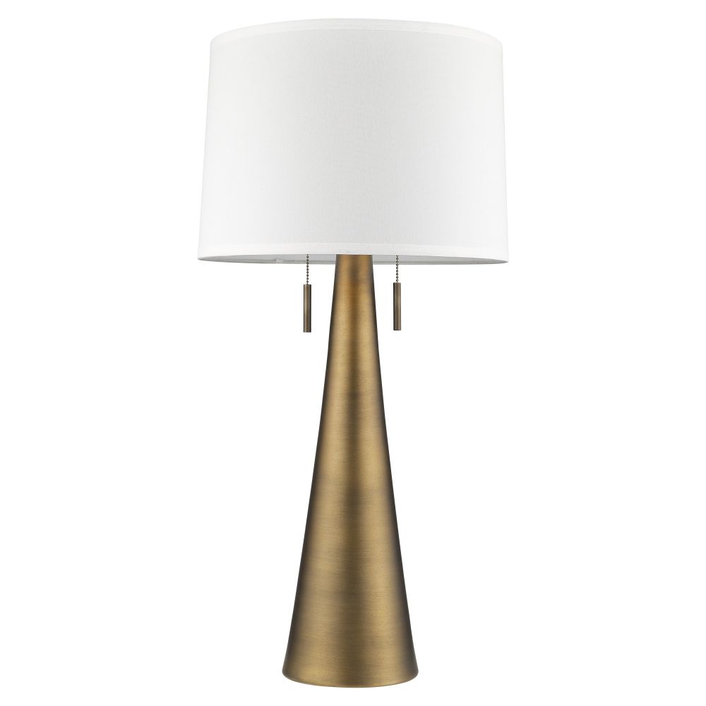 Acclaim Lighting-TT7233-76-Muse - Two Light Table Lamp - 32 Inches Wide by 16 Inches High   Antique Gold Finish with Off-White Shantung Shade