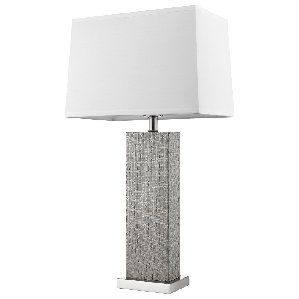 Acclaim Lighting-TT7446-Merge - One Light Table Lamp - 30 Inches Wide by 10 Inches High   Pewter Moasic Chamtex/Brushed Nickel Finish with Off-White Homespun Linen Shade