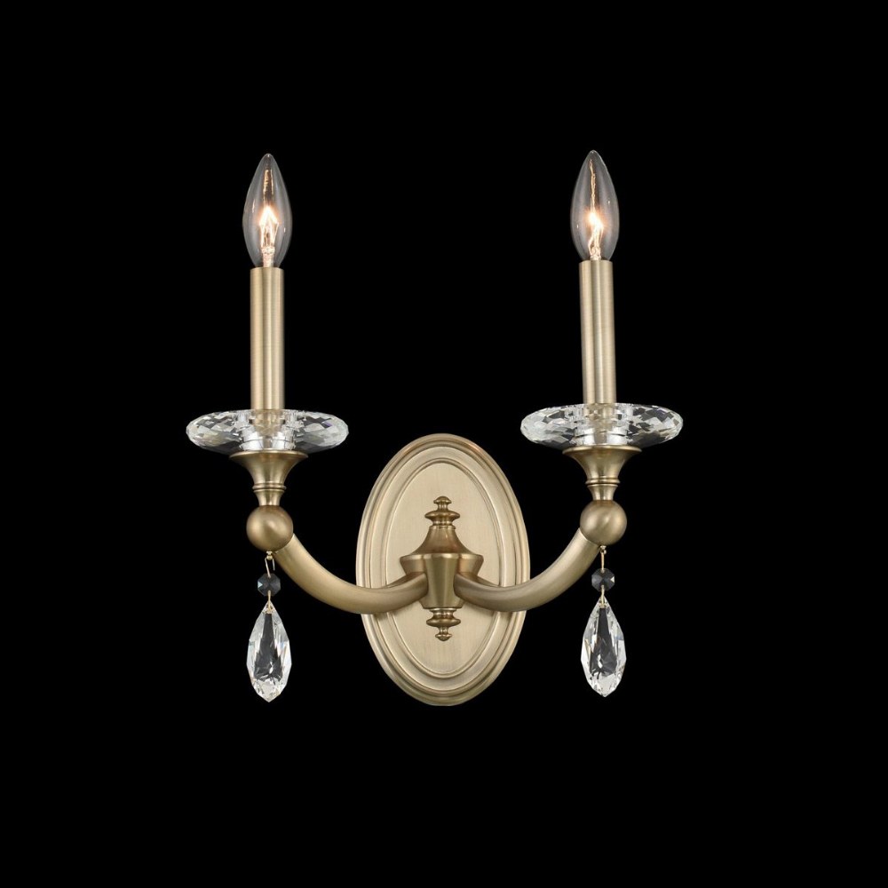 Allegri Lighting-012122-045-FR001-Floridia - Two Light Wall Bracket   Matte Brushed Champagne Gold Finish with Firenze Clear Crystal