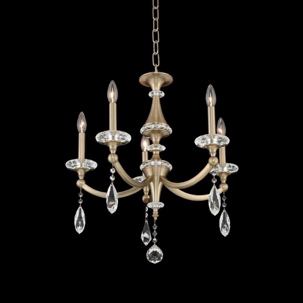 Allegri Lighting-012170-045-FR001-Floridia - Five Light Chandelier   Matte Brushed Champagne Gold Finish with Firenze Clear Crystal
