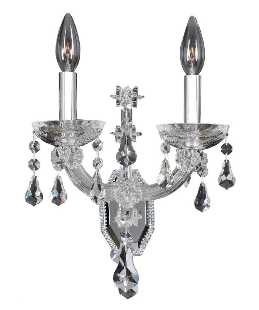 Allegri Lighting-023422-010-FR001-Brahms - Two Light Wall Bracket   Chrome Finish with Firenze Clear Crystal