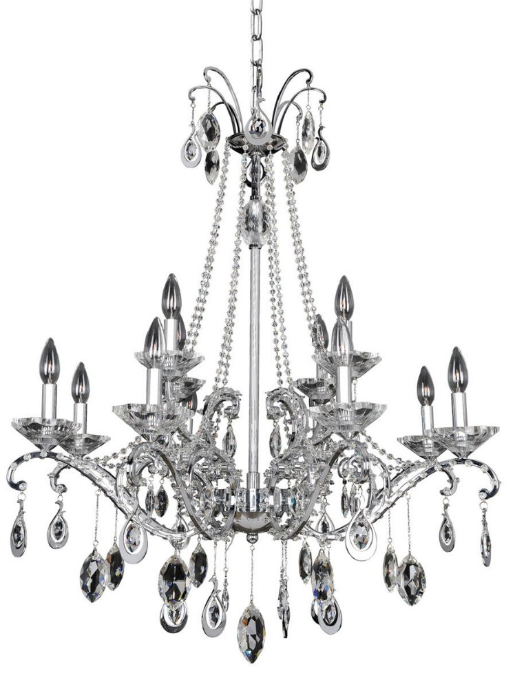 Allegri Lighting-023551-010-FR001-Torreli - Twelve Light 2-Tier Chandelier   Chrome Finish with Firenze Clear Crystal