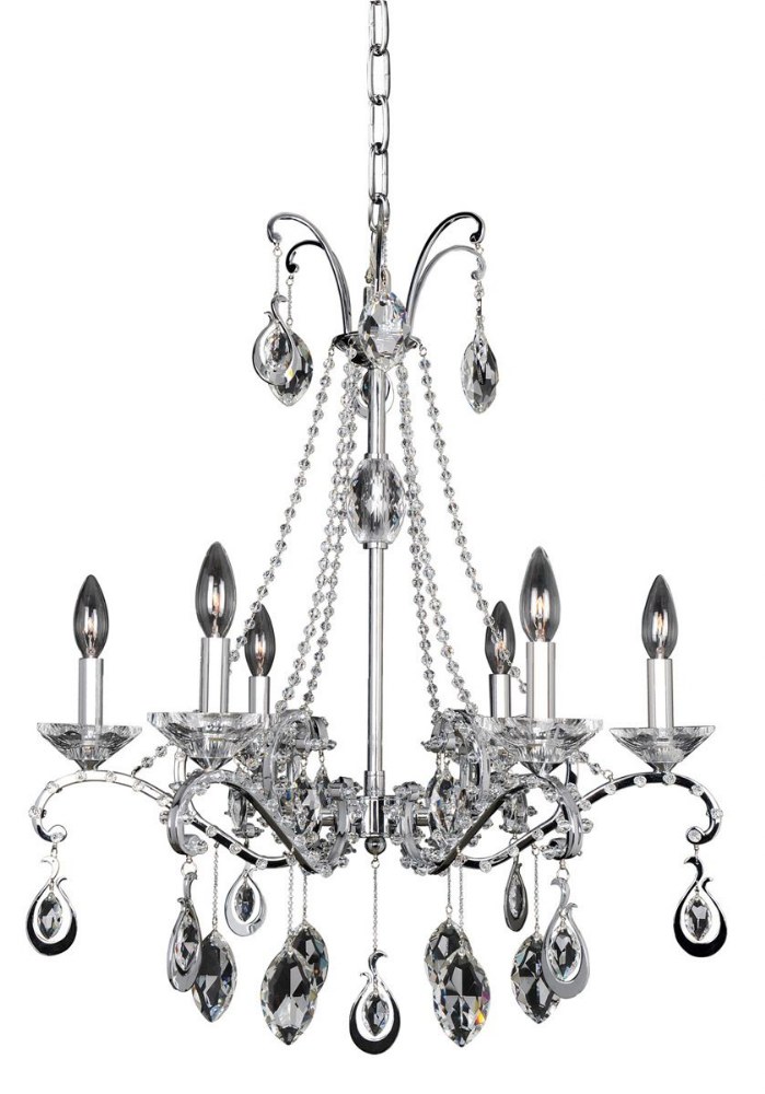 Allegri Lighting-023554-010-FR001-Torreli - Six Light Chandelier   Chrome Finish with Firenze Clear Crystal