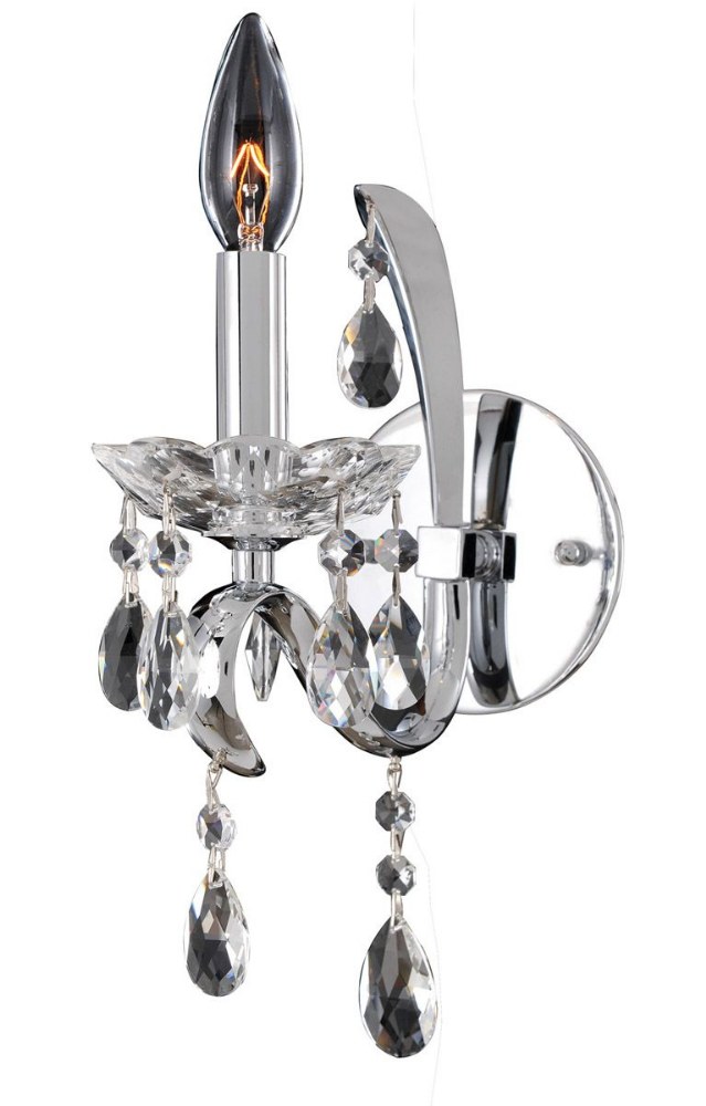 Allegri Lighting-023820-010-FR001-Catalani - One Light Wall Bracket   Chrome Finish with Firenze Clear Crystal