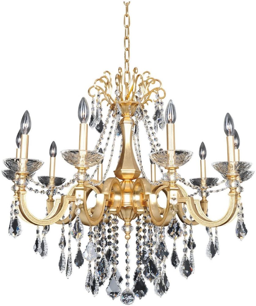 Allegri Lighting-025452-011-FR001-Barret - Ten Light Chandelier   24K French Gold Finish with Firenze Clear Crystal