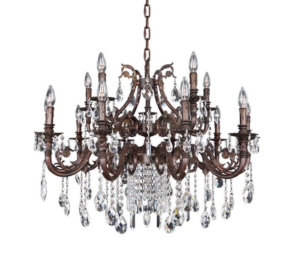 Allegri Lighting-025651-013-FR005-Avelli - Fifteen Light Chandelier   Sienna Bronze/Antique Silver Leaf Finish with Firenze Fleet Gold Crystal