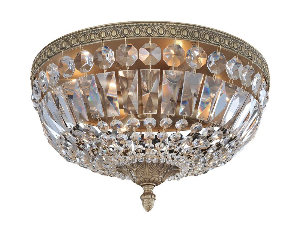 Allegri Lighting-025941-031-FR001-Lemire - Four Light Flush Mount Antique Gold  Chrome Finish with Firenze Clear Crystal