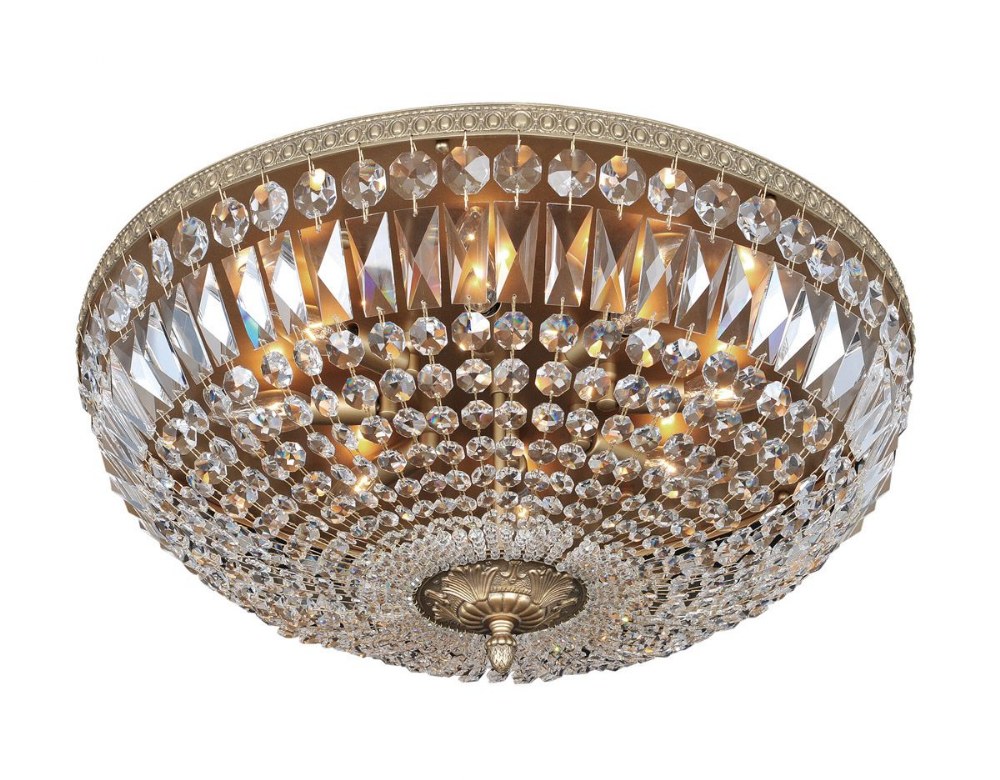 Allegri Lighting-025944-031-FR001-Lemire - Eight Light Flush Mount   Antique Gold Finish with Firenze Clear Crystal