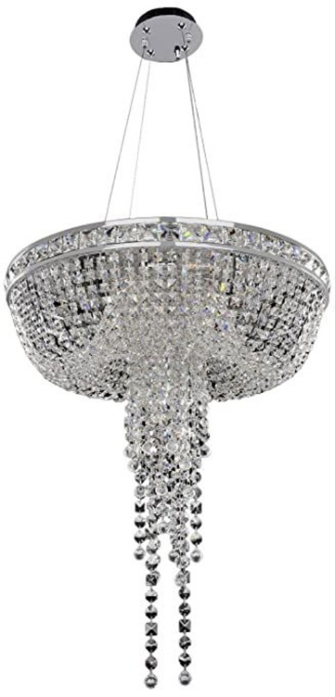 Allegri Lighting-027351-010-FR001-Cascata - Six Light Round Pendant   Chrome Finish with Firenze Clear Crystal