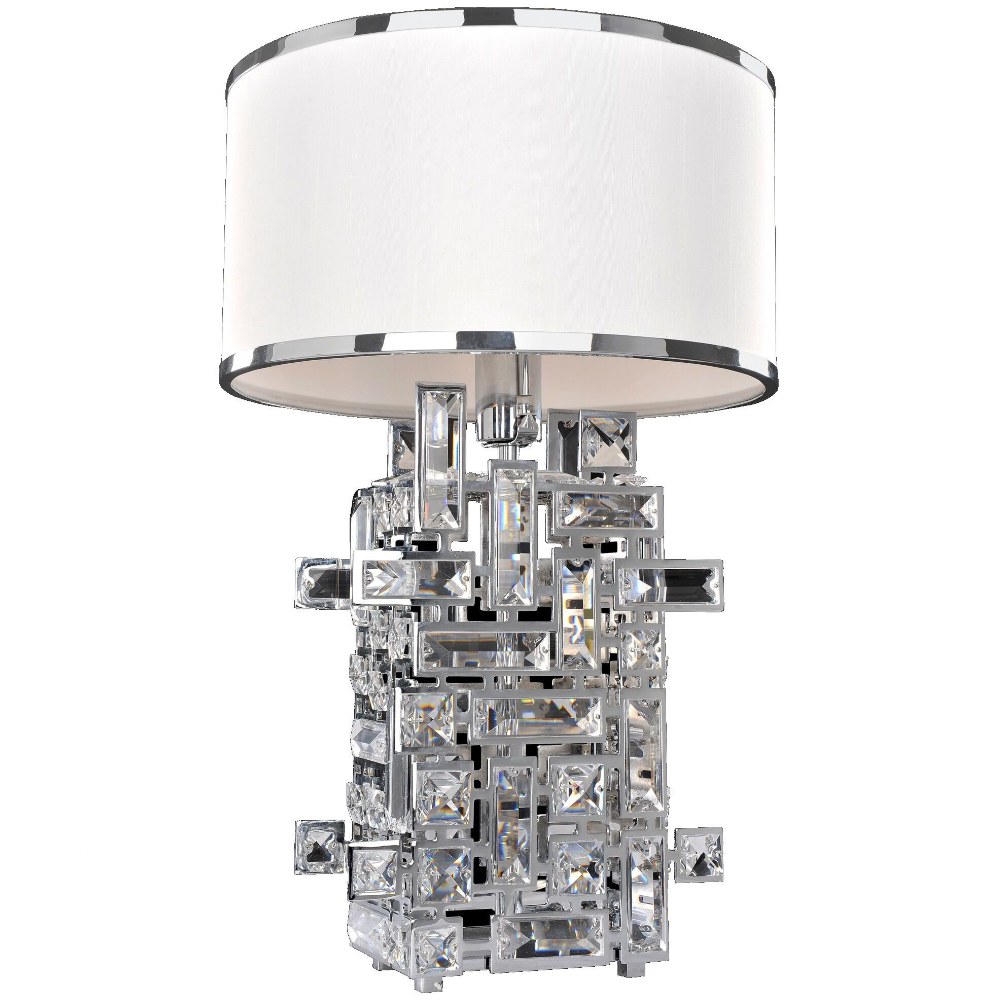 Allegri Lighting-027600-010-FR001-Vermeer - One Light Table Lamp Chrome E26 Medium Chrome Finish with Firenze Clear Crystal