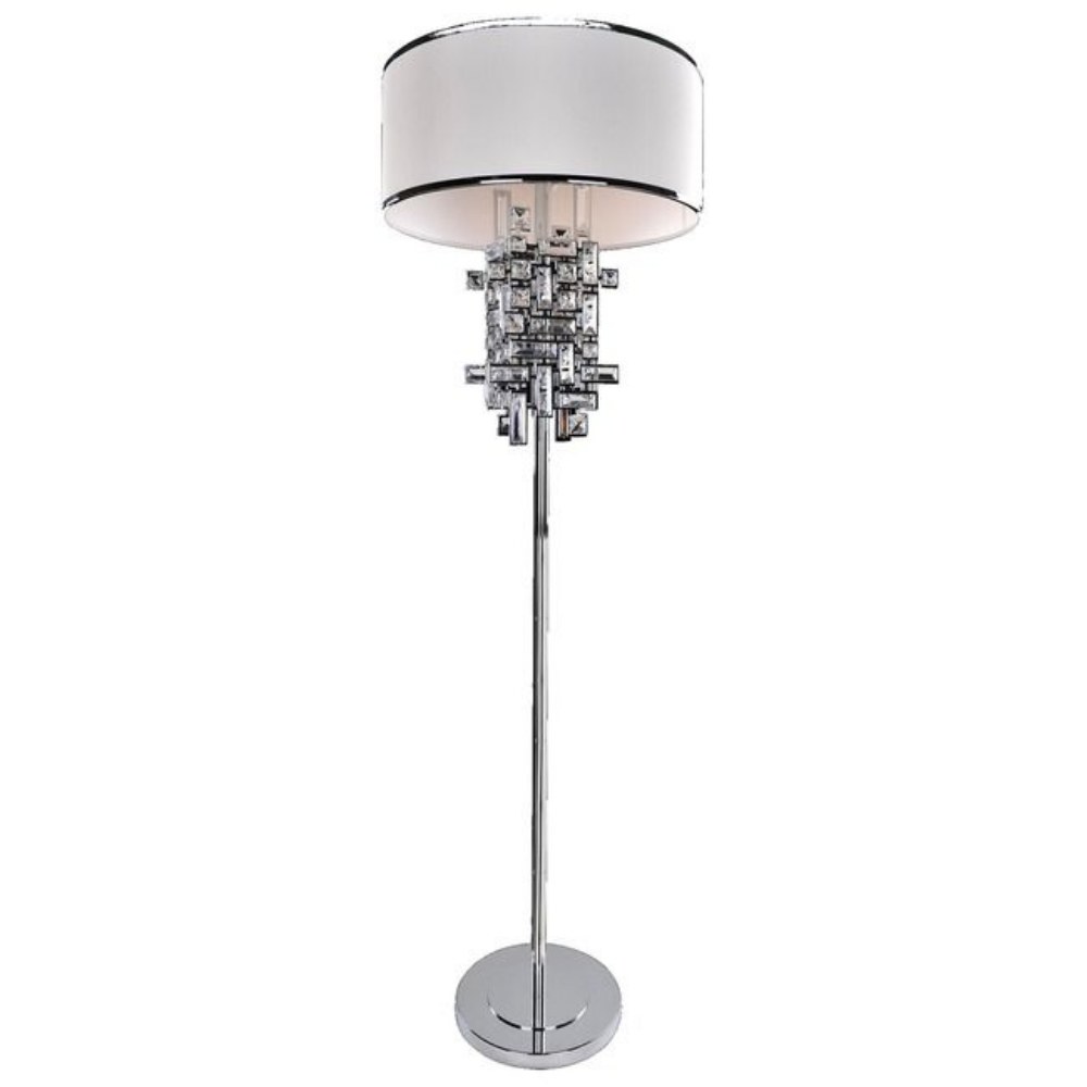 Allegri Lighting-027601-010-SE001-Vermeer - Three Light Floor Lamp   Chrome Finish with Swarovski Elements Clear Crystal