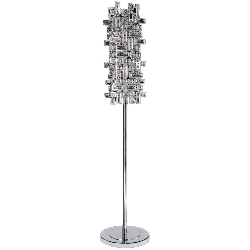 Allegri Lighting-027602-038-FR001-Vermeer - Four Light Floor Lamp   Brushed Champagne Gold Finish with Firenze Clear Crystal