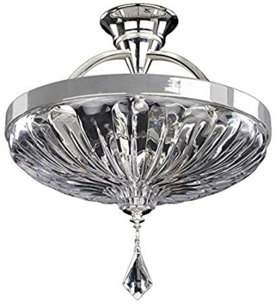 Allegri Lighting-028544-017-FR001-Orecchini - 16 Inch Three Light Round Semi-Flush Mount   Two Tone Silver Finish with Firenze Clear Crystal