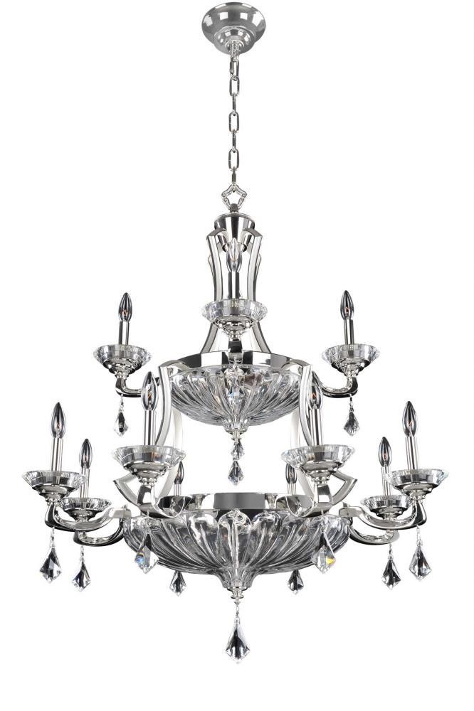 Allegri Lighting-028556-017-FR001-Orecchini - Twelve Light Chandelier   Two Tone Silver Finish with Firenze Clear Crystal