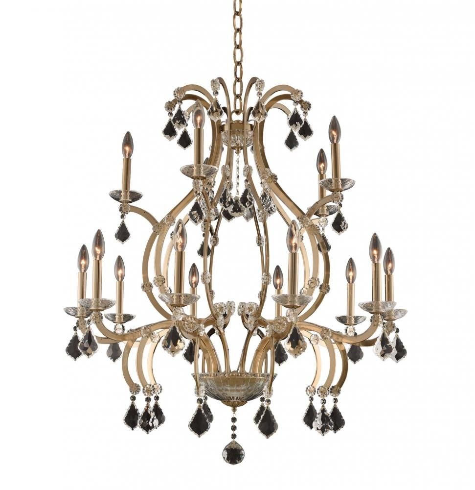 Allegri Lighting-029652-038-FR001-Duchess - Fifteen Light 2-Tier Chandelier   Brushed Champagne Gold Finish with Firenze Clear Crystal