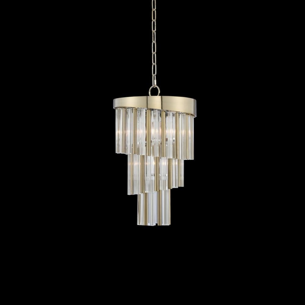 Allegri Lighting-029810-038-FR001-Espirali - Four Light Mini Pendant   Brushed Champagne Gold Finish with Firenze Clear Crystal