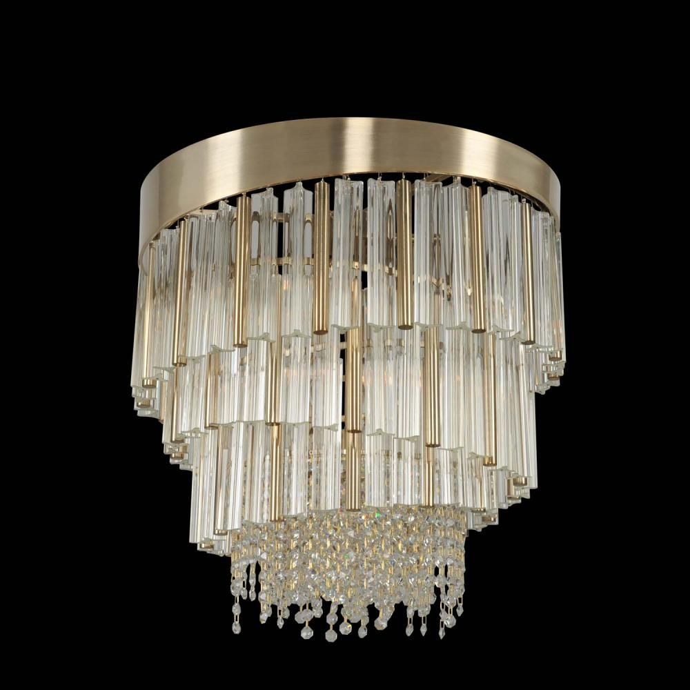 Allegri Lighting-029850-038-FR001-Espirali - Six Light Convertible Pendant   Brushed Champagne Gold Finish with Firenze Clear Crystal