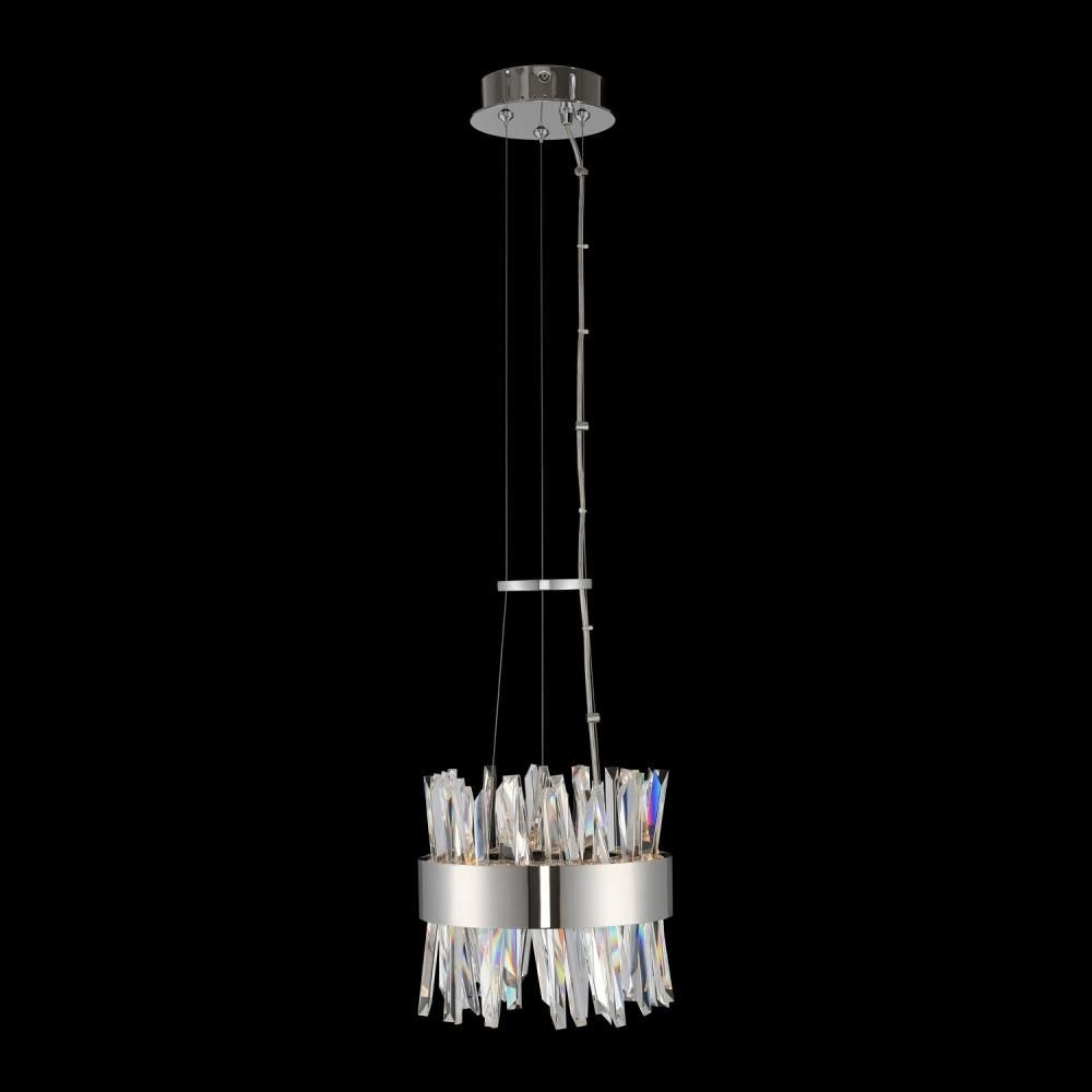 Allegri Lighting-030210-010-Glacier - 10 Inch 26W LED Mini Pendant   Chrome Finish with Firenze Clear Crystal