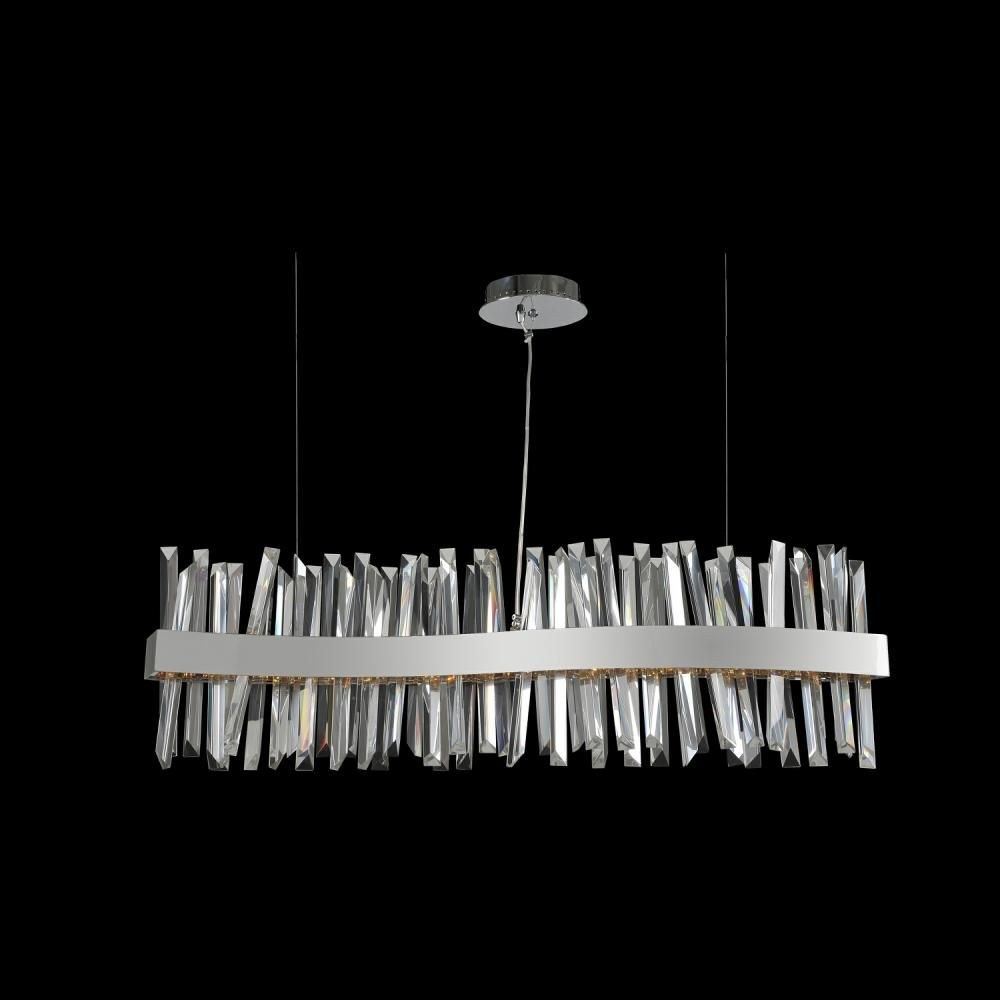 Allegri Lighting-030250-010-Glacier - 42 Inch LED Wave Island   Chrome Finish with Firenze Clear Crystal