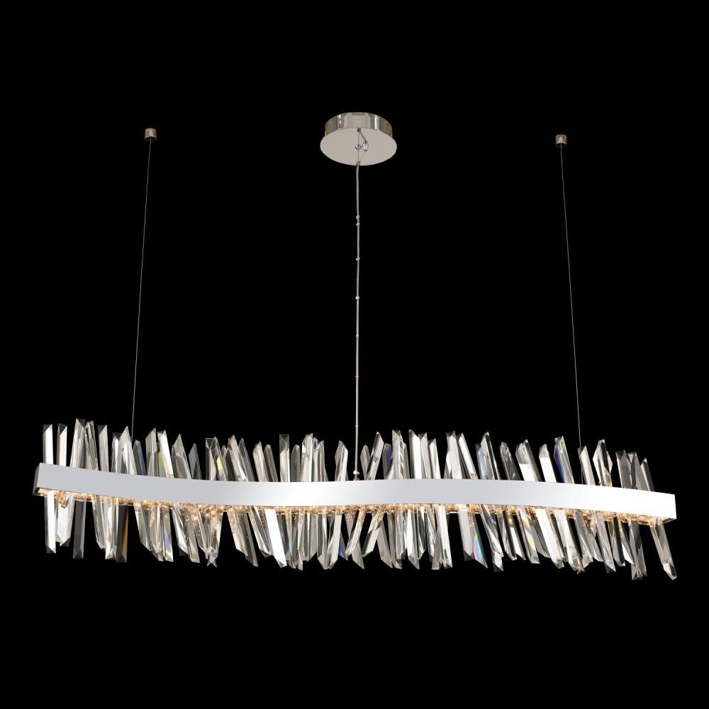 Allegri Lighting-030258-010-Glacier - 60 Inch 64W LED Wave Island   Chrome Finish with Firenze Clear Crystal