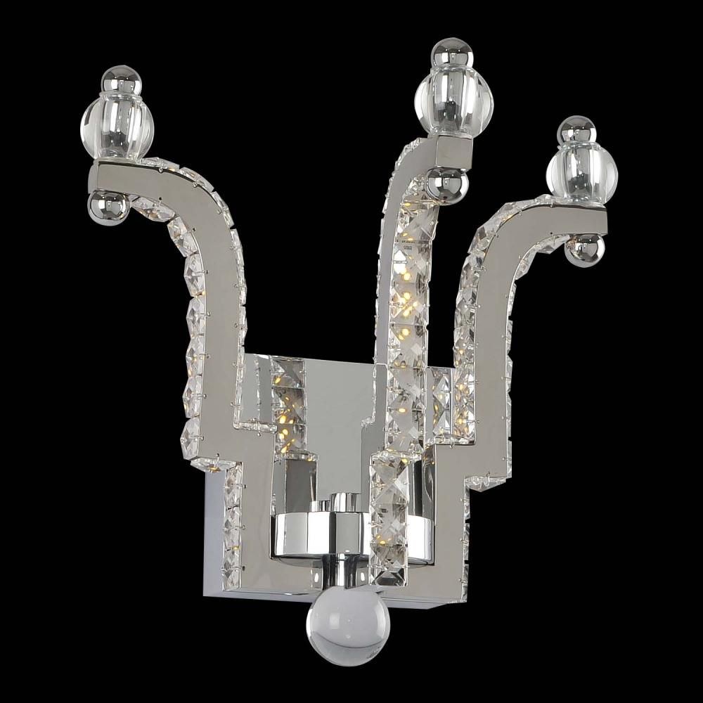 Allegri Lighting-030520-010-FR001-Cambria - 11 Inch 14W LED Wall Bracket   Chrome Finish with Firenze Clear Crystal