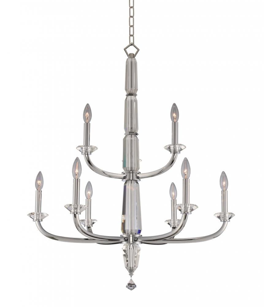 Allegri Lighting-031352-010-FR001-Palermo - Nine Light 2-Tier Chandelier   Chrome Finish with Firenze Clear Crystal