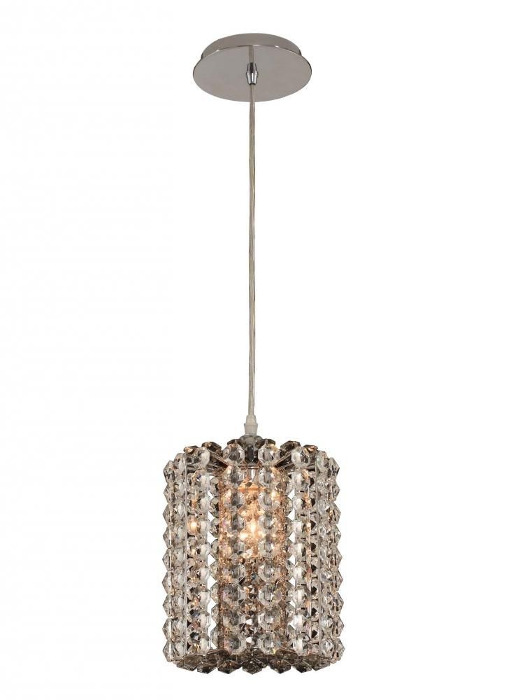 Allegri Lighting-031410-010-FR000-Anello - One Light Mini Pendant   Chrome Finish with Firenze Mixed Crystal