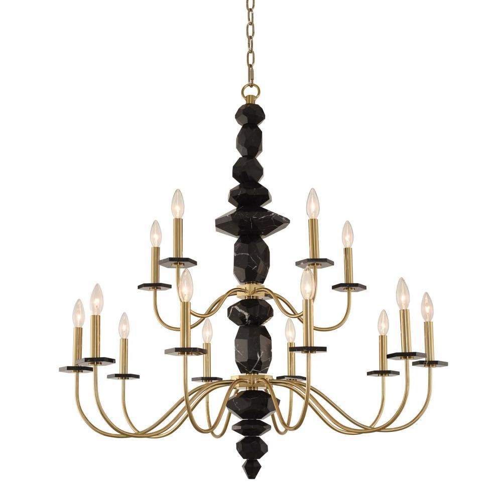 Allegri Lighting-031552-039-Piedra - Fifteen Light 2-Tier Chandelier   Brushed Brass Finish