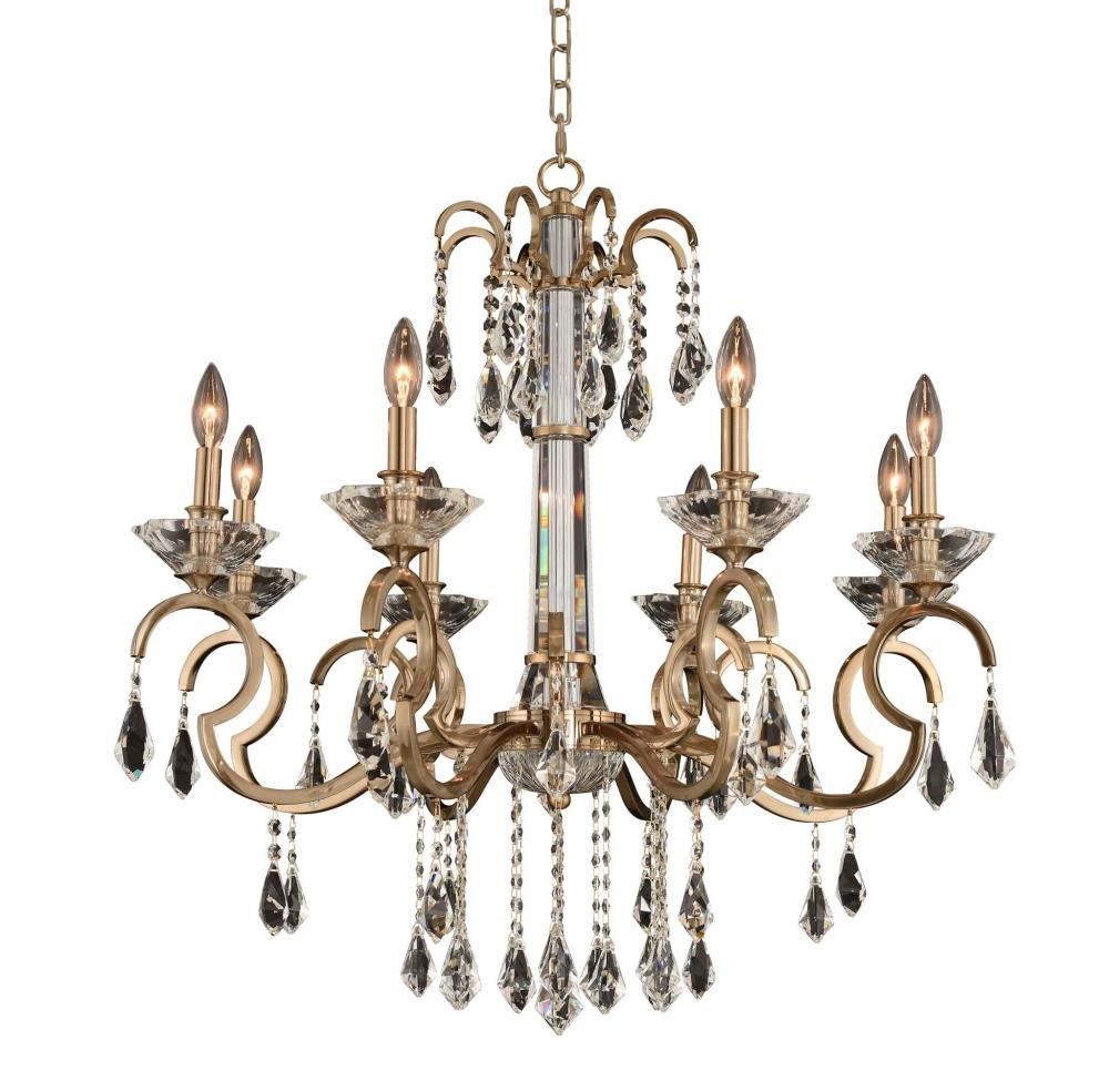 Allegri Lighting-031651-038-FR001-Valencia - Eight Light Chandelier   Brushed Champagne Gold Finish with Firenze Clear Crystal