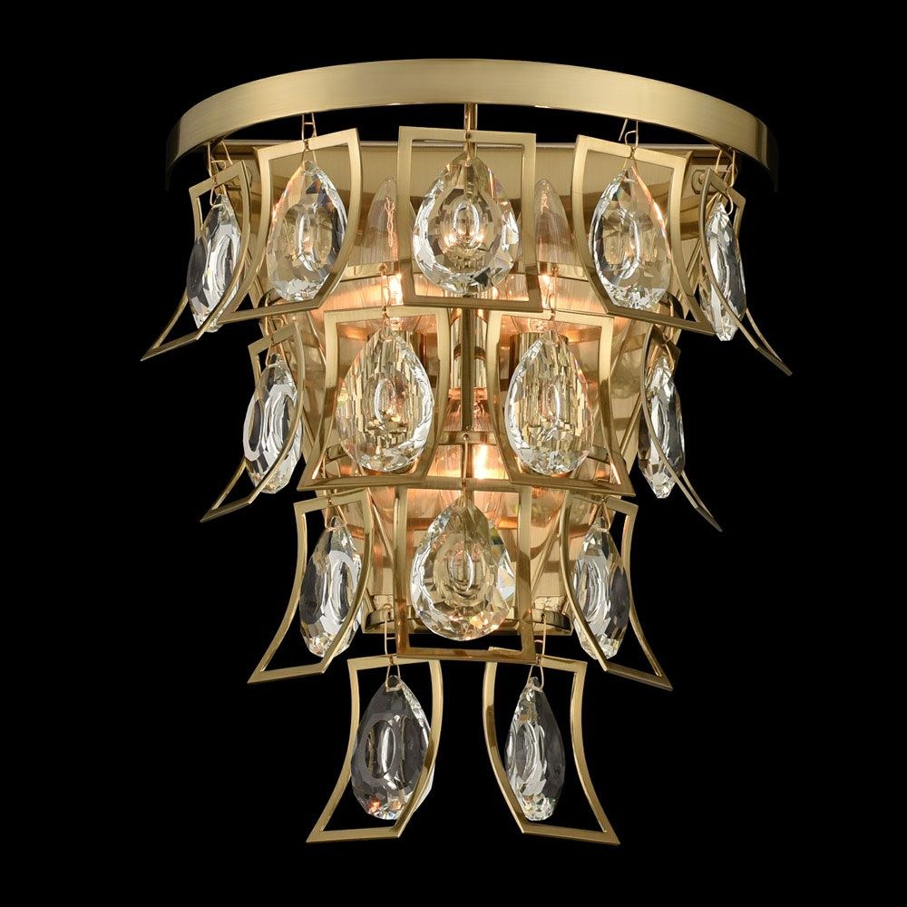 Allegri Lighting-031920-039-FR001-Carmella - Three Light Wall Sconce Brushed Brass  Chrome Finish with Firenze Clear Crystal